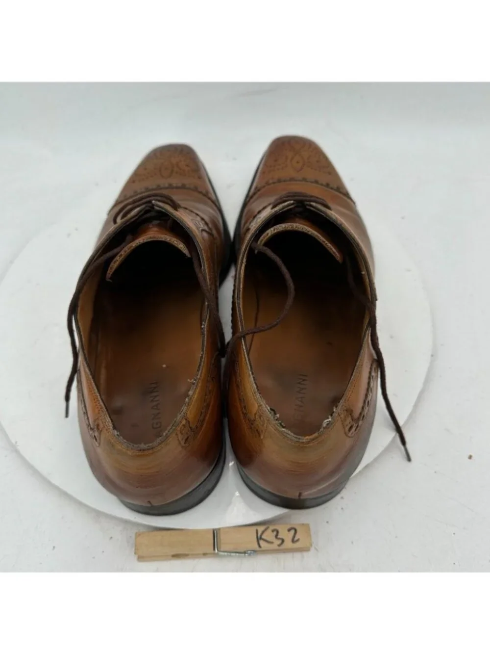 Magnanni Men Size 10 Brown Leather Wingtip Cap Toe Lace Up Oxford Dress Shoes
